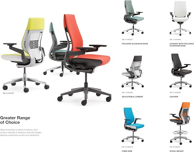 Steelcase Gesture Office Chair - Cogent: Connect Concord Fabric, Low Seat Height, Wrapped Back, Dark on Dark Frame, Lumbar Support