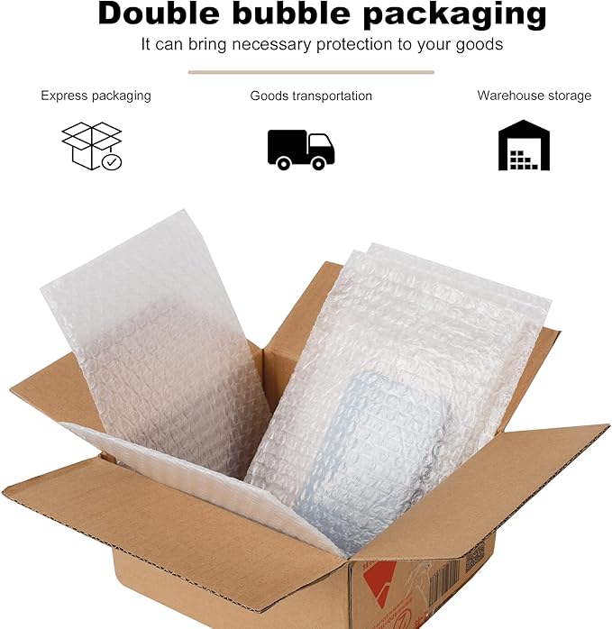 50PCS 6x8 Inch Bubble Pouch Wraps, Clear Bubble Out Bags for Packing, Double Walled Shockproof Foam Cushioning Bags for Moving and Shipping Fragile Item