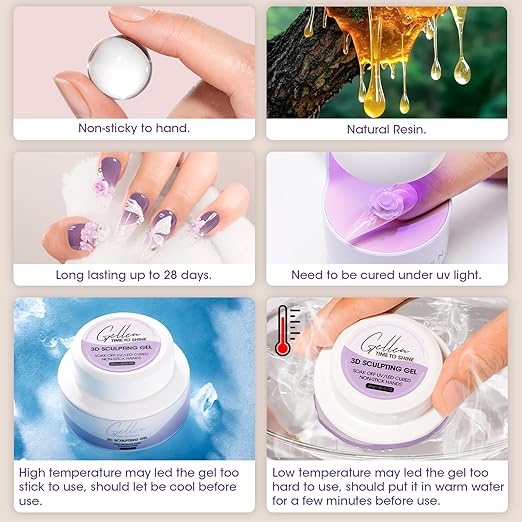 Gellen 30g White UV Cured 3D Sculpting Nail Gel – Professional Non-Sticky Nail Art Gel for Creative Molding