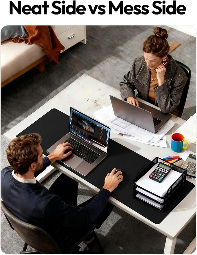 YSAGi Leather Desk Protector, Office Mat, Large Mouse Mat, Non-Slip PU Leather Blotter, Laptop Desk Mat, Waterproof Writing Pad for Office and Home(Black, 42" x 17.2")