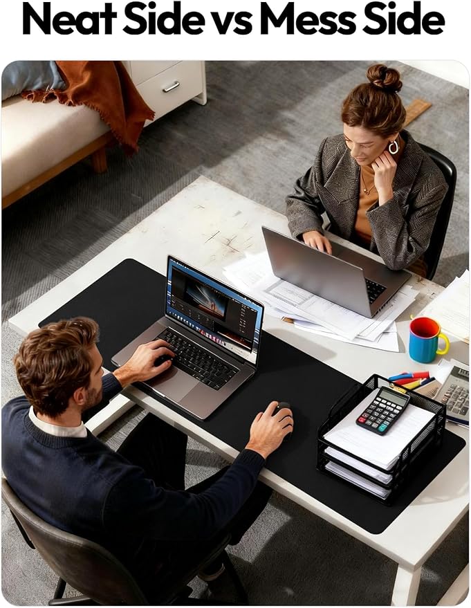 YSAGi Leather Desk Protector, Office Mat, Large Mouse Mat, Non-Slip PU Leather Blotter, Laptop Desk Pad, Waterproof Writing Pad for Office and Home (Black, 47.2" x 23.6")