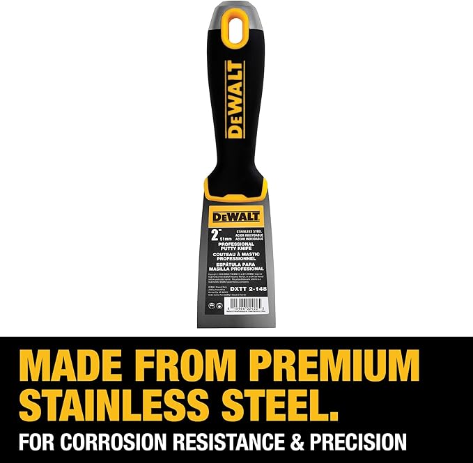 DEWALT 2" Putty Knife | Stainless Steel w/Soft Grip Handle | DXTT-2-148