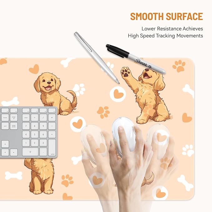 Mousepad Desk Mat Gaming Large Keyboard Cute Office Desktop Computer Laptop Dog XXL Long Giant Big Kawaii Aesthetic Girly Pretty Design Women Girl Gamer Oversized Wide 30x12'' Mousepad