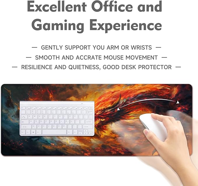 Gaming Mouse Pad Desk Pad XL Large Mouse Mat Keyboard Mat Office Desk Decor AccessoriesKeyboard Mat Office Desk Decor Accessories (Dragon Warrior)
