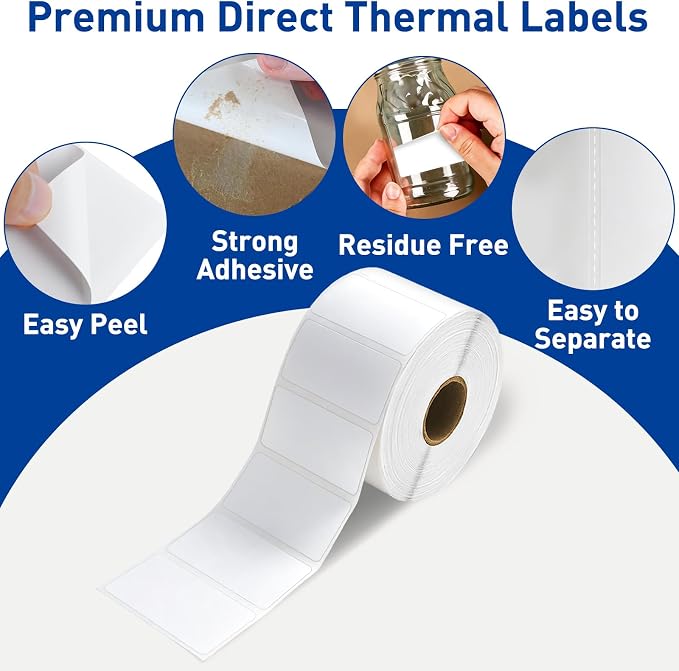 ESSENTIAL 2" x 1" White Direct Thermal Labels for Barcodes, Address | Permanent Adhesive, Compatible with Zebra, Rollo and Other Desktop Printers, 1300 Labels of Roll (1 Roll)