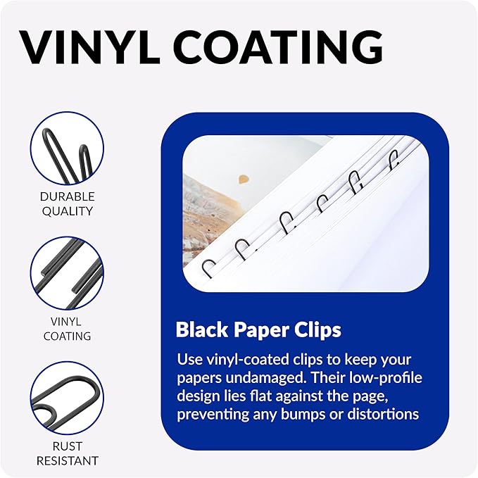 Jumbo Paper Clips, 2 Inch Paper Clip, 100 pcs Large Paperclips (Jumbo, Black)