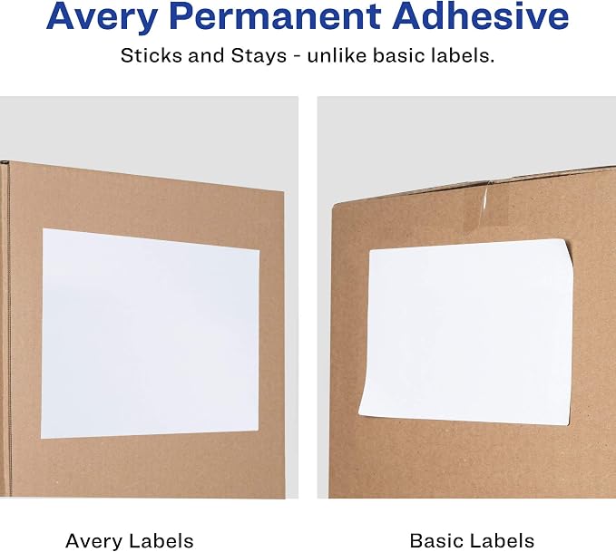 Avery® Printable Shipping Labels, 5.5" x 8.5" Customizable Stickers, White, 200 Blank Mailing Labels, Great for Mailing, Shipping, Organizing, and More (8426)