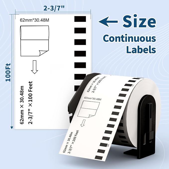 12 Rolls DK2205 (2.4 in X 100 Ft) Shipping Address Labels, Compatible with Brother QL-800 QL 600 810W 820nwb 1110NWB Printer, Replacement Continuous Labels