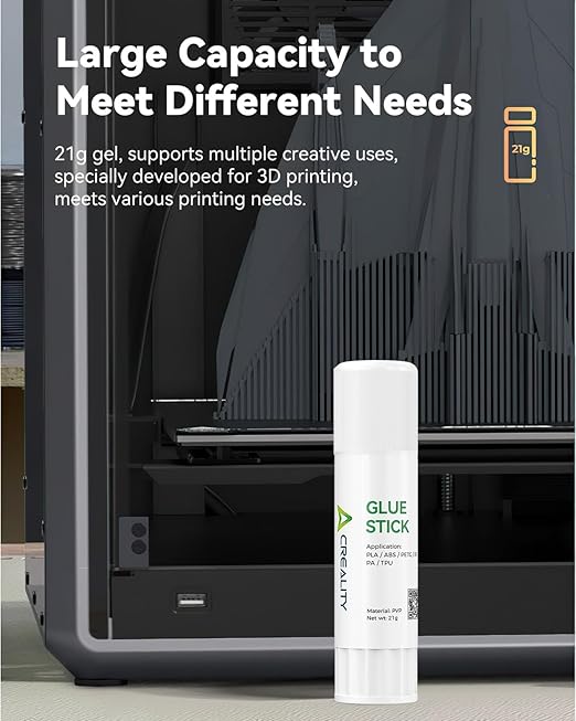 Creality 3D Printer Glue Sticks PVP Solid Glue Sticks for 3D Printing Hot Bed Build Plate, Enhanced Adhesion Reduces Warping for Filament, 3D Printer Adhesive for PLA/ABS/PETG/PC/PA/TPU, 2 Pack