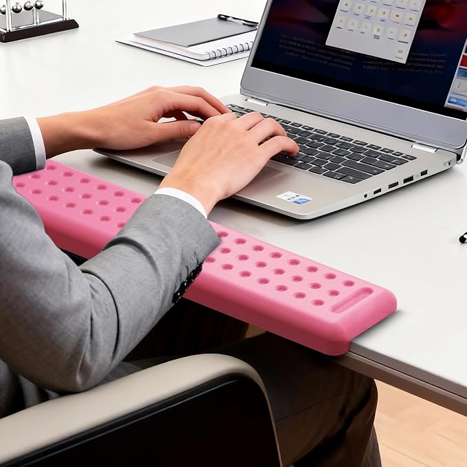 Leolee L-Shaped Desk Long Wrist Rest Elbow 60CM, Pink Arm Rest for Desk | Memory Foam, Non-Slip Base, Ergonomic Desk Edge Cushion, Wrist Support for Computer Keyboard, Typing, Office, Home