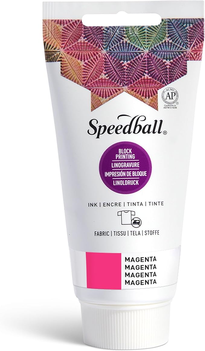 Speedball Fabric Block Printing Ink, 2.5-Ounce, Magenta - Print on Textiles & Paper - Made in USA