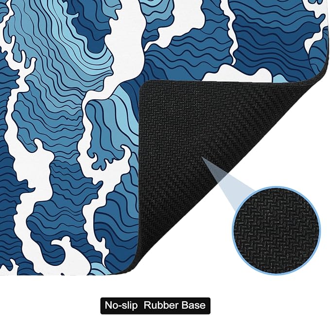 Small Mouse Pad Cute, Mini Mouse Pads for Wireless Mouse and Laptop, Travel Mousepads with Designs - Japanese Blue Great Wave, Portable Mousepad with Non-Slip Rubber Base - 5.5 x 7 Inch