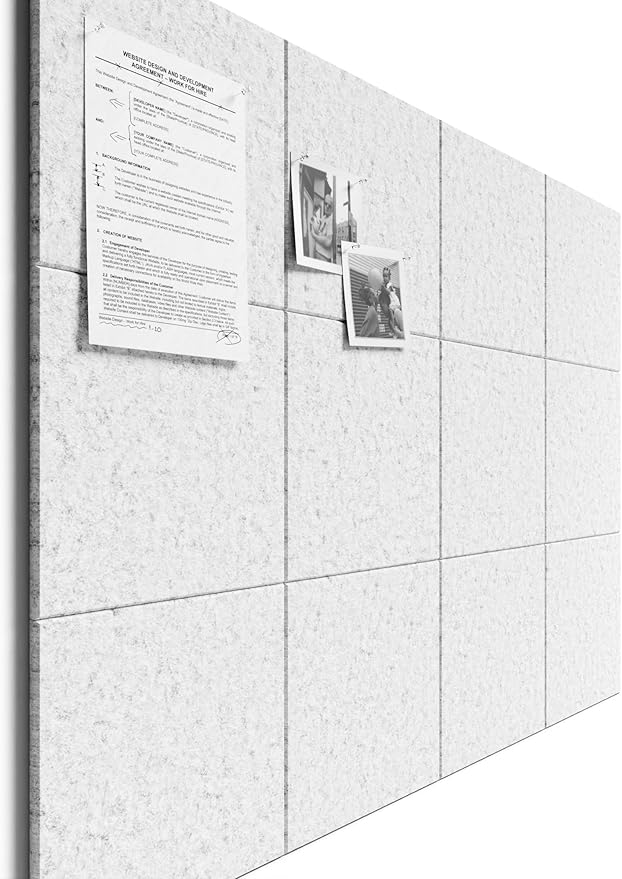 Bumusty Large Cork Board 48" x 36" Alternative - 12 Pack Felt Wall Tiles with 70 Safe Removable Adhesive Tabs, 30 Pushpins, Cork Boards for Walls Pin Board Bulletin Board Office Decor (Light Gray)