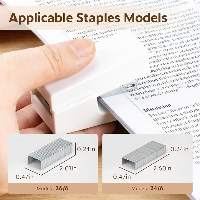 NUSIGN Mini Stapler with 830 Staples, 25 Sheet Capacity, White | Small Cute Desk Staplers