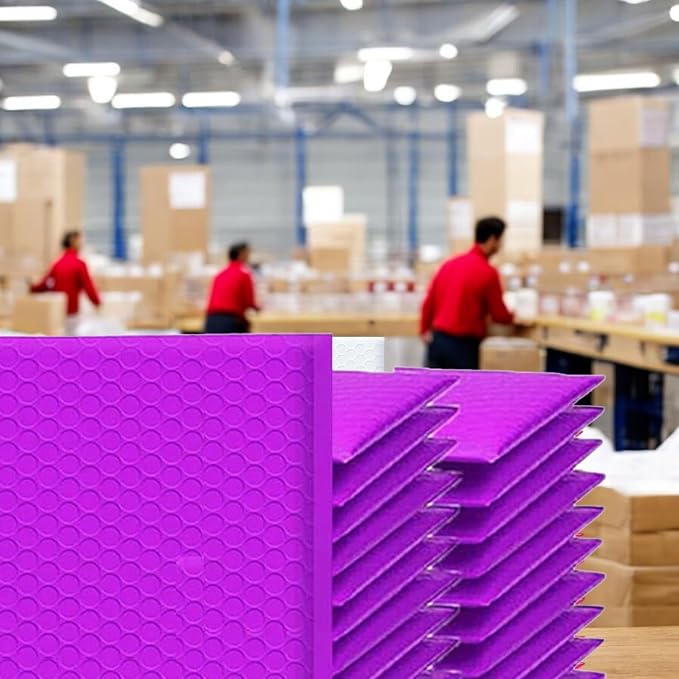 iMBAPrice 8.5x12 Inch Purple Poly Bubble Mailers, 100-Pack – Self-Seal Padded Shipping Envelopes, Waterproof Bubble Bags for Books, Cosmetics, Electronics Accessories