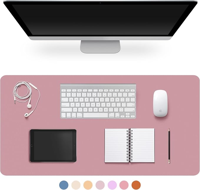 Leather Desk Pad Protector,Non-Slip Desk Pad(Purple Pink, 31.5" x 15.7") | on-Slip PU Leather Large Mouse Pad,Easy Clean Desk Protecor Mat,Writing Pad for Office Work/Home/Decor