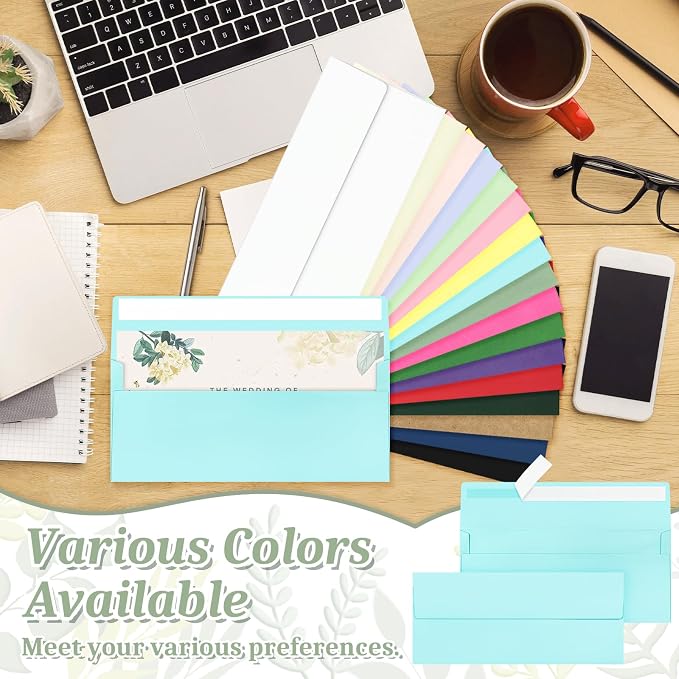 Mulbozy 50 Pcs Light Blue #10 Envelopes Letter Size Self Seal, Windowless | Security Mailing Business Envelopes Legal Regular Plain Envelops Pack for Office, Office, Letters, Size 4-1/8 x 9-1/2 inch