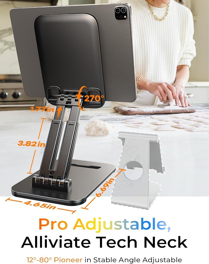 LISEN iPad Stand Tablet Holder for Desk, Adjustable Portable Monitor Stand | Tablet Stand Desk Accessories Offices Essentials, Kindle Accessories Stand for Apple iPad Mini Accessories, Gifts for Wo men