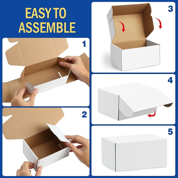 Shipping-Boxes-11x8x2 Inches: 25 Pack-Cardboard-Boxes-for-Packaging, White-Shipping-Boxes-for-Packing-Small-Business, Corrugated Box Mailers for Book Shoes Gift Mailing