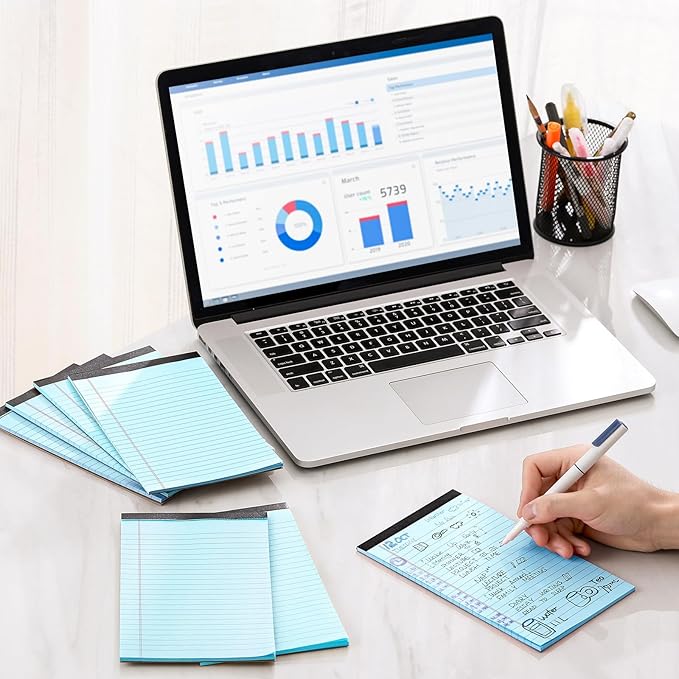 VITEVER Small Note Pads 5x8,[7 Pack] Narrow Ruled Legal Pads,Micro Writing Pads Perforated Lined Note Paper for Study,Office,To-Do Lists,30 Sheet/notepad,Light Blue