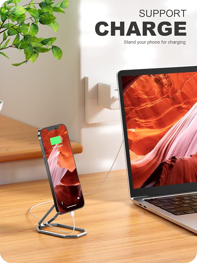 A-LuGei 𝗙𝗼𝗹𝗱𝗮𝗯𝗹𝗲 & 𝗔𝗱𝗷𝘂𝘀𝘁𝗮𝗯𝗹𝗲 Phone Kickstand Ring Holder, Magnetic Cell Phone Grips, Phone Stand for Desk, Adhesive Phone Holder for Hand, 360° Rotation Ring for Back of iPhone Case