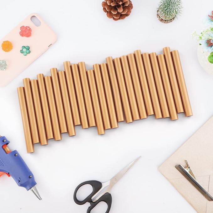 ENPOINT Metallic Gold Hot Glue Sticks Full Size, 36 Pcs 4" Long x 0.43" Dia Hot Melt Glue Sticks Colored, High and Low Temp Adhesive Glue Sticks for Sealing Wax Stamp, Crafting, DIY, Decoration