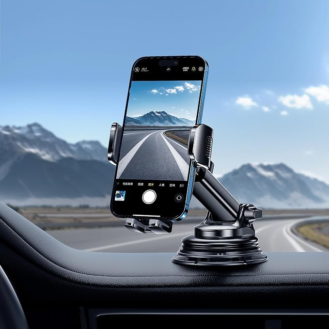 Qifutan Car Phone Holder Mount Phone Mount for Car Windshield Dashboard Air Vent Universal Hands Free Automobile Cell Phone Holder Fit for iPhone Smartphone Camera Mounts