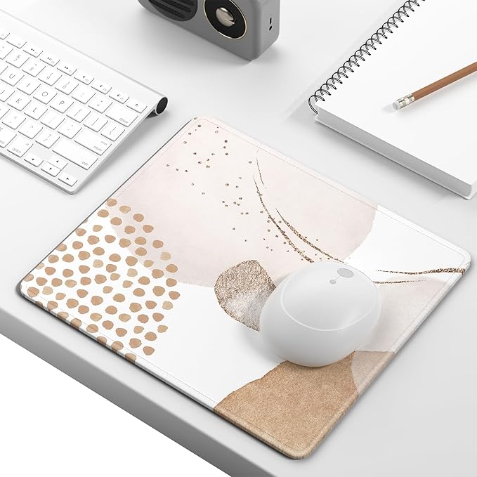 Mouse Pad, Minimalism Marble Style Computer Pad, Anti-Slip Rubber Mouse Mat with Stitched Edges for Gaming, Office, Laptop, PC, Women, 9" x 8" Thick 3 mm, Abstract Stone