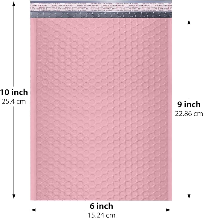 Light Pink Small Poly Bubble Mailers 6x10 inch #0 | Self Seal Padded Envelopes | Cushioned Bubble Mailer | Usable Size 6x9 | WaterProof | Lightweight mailing Shipping Bags | 500 Pack Bulk