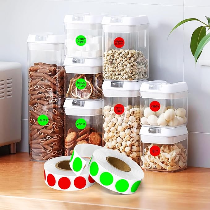 PARLAIM 1/2" Circle Dot Stickers 2 Rolls Pack 2000 Color Coded Labels for Home Commerce Business, Fluorescent Green + Red