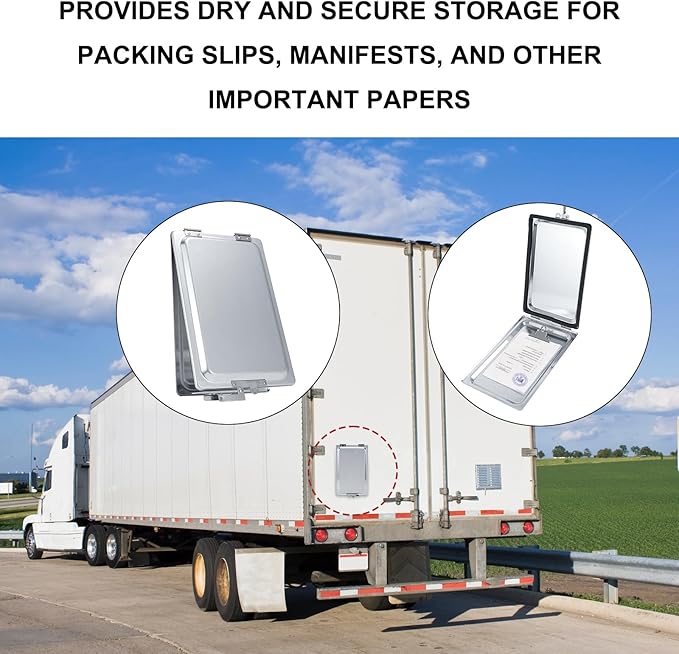 Truck and Trailer Aluminum Manifest Holder Waterproof Box with Stainless Steel Hinges and Latch, Document Holder Kit (4)