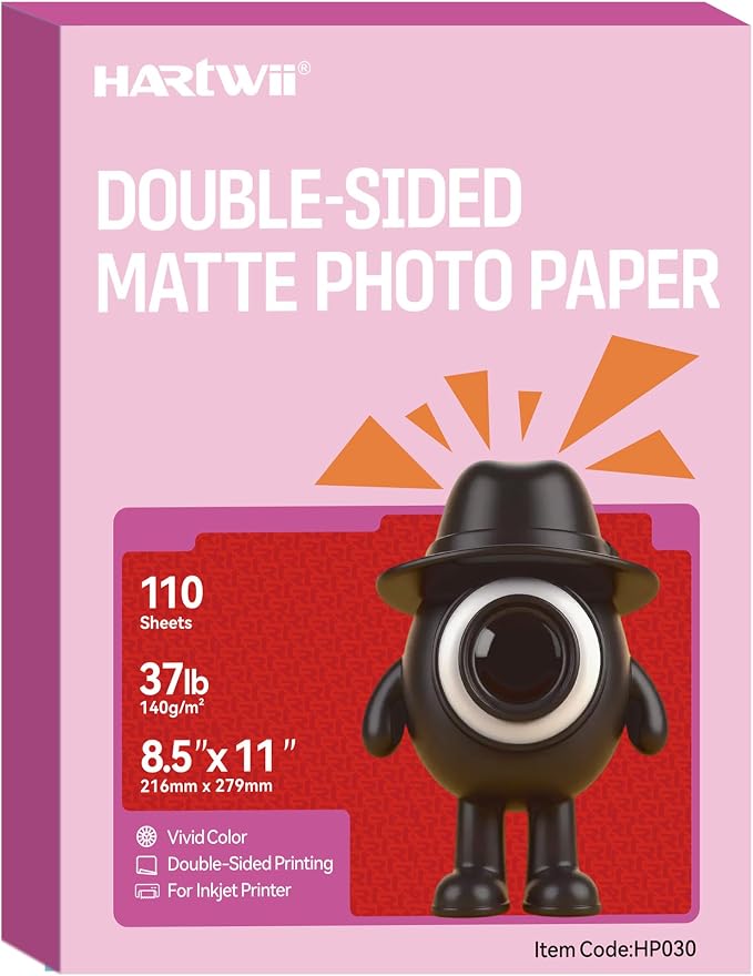 110Sheets Double-Sided Matte Photo Paper 8.5x11 Inches 140Gsm-37lbs for Inkjet Printers Ideal for Brochure Paper, Flyers Paper A4 for Dye Ink