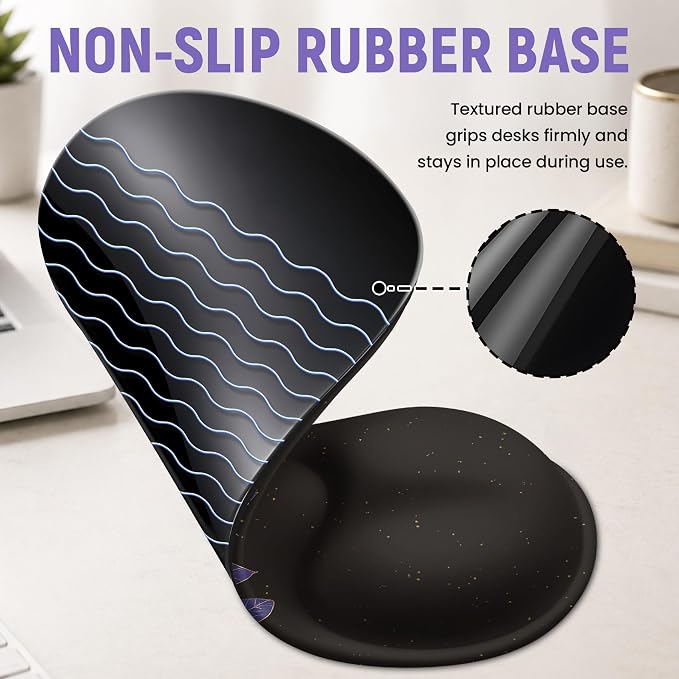 Ergonomic Mouse Pad with Wrist Rest, Gel Wrist Support, Hydrangea | 10.2 x 7.6 in Mouse Pad with Smooth Fabric Surface and Non-Slip Rubber Base for Office, Home, Study, and Gaming