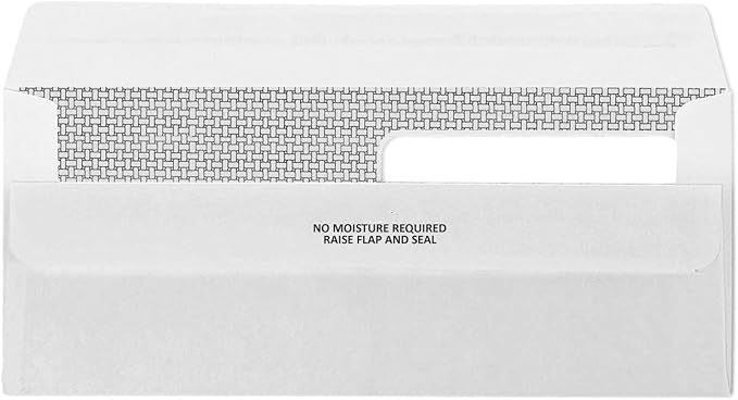 500 No. 10 Flip and Seal Double Window Security Envelopes - Perfect Size for Multiple Business Statements, Quickbooks Invoices, and Return Envelopes -Number 10 Size 4 1/8 X 9 ½ Inch