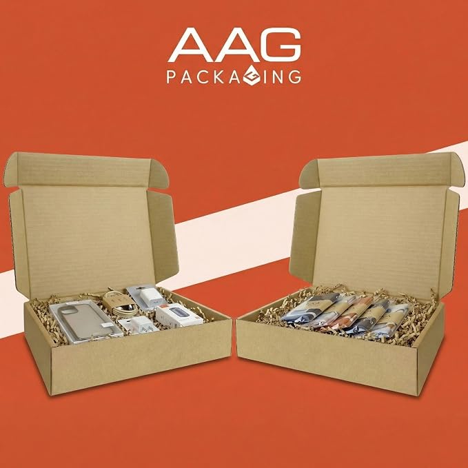 Corrugated Shipping Box Mailers, Kraft Brown, Triple-Layer Board Secure Slot Closure (Brown, 9"x6.5"x2" / Set of 20)