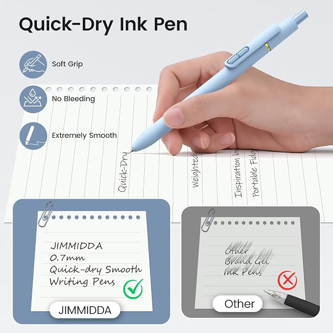 8 Pack Gel Pens, Black Ink Quick-Drying No Smudge with Fidget | 0.7mm Fine Point, Smooth Writing, Long-Lasting Ink, Stress Relief Pens for Journaling, School Office, Gift for Women Men