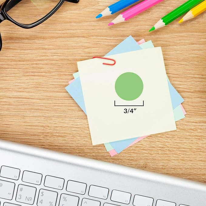Lime Dot Stickers, 3/4 Inch, 1008/Pack | Semi-Gloss Paper Circle Labels for Offices, Retail, Classrooms, and Warehouses. Made in USA