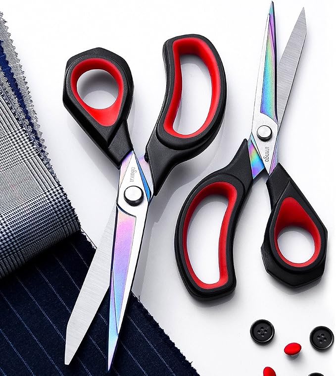 LIVINGO Fabric Scissors 2 Pack Titanium Tailor Sewing Shears Heavy Duty | 8.5" & 9.5" Sizes, Forged Stainless Steel Blade, Comfort Grip, Dressmaking Quilting Leather Craft Supplies