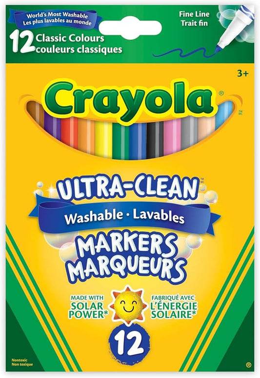 Crayola 12 Washable Fine Line Markers, Original