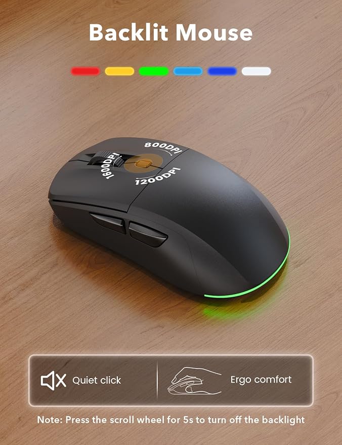 Trueque Wireless Keyboard and Mouse Combo, 4000mAh Battery, Wrist Rest | Rechargeable, 15 Backlit Effects, Full Size, Phone Holder, Quiet Typing, 2.4GHz Wireless, USB-A & C Connectivity for Windows