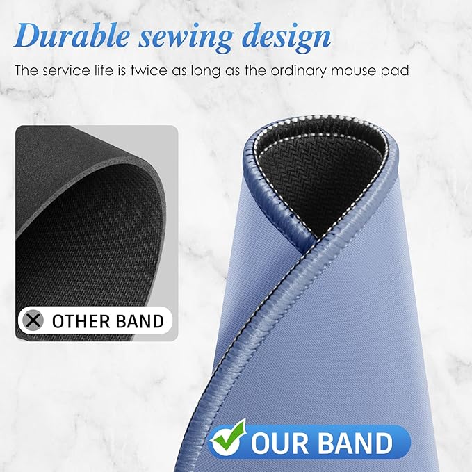 Round Mouse pad, high-end Texture, Sewn Edge Design, Anti-Slip Rubber Base. 8.6 x 8.6 inches (Blue)