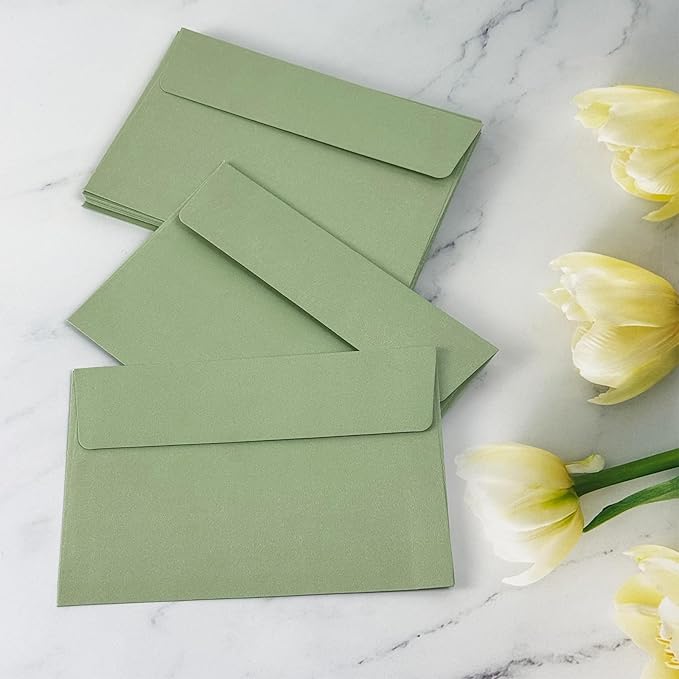 4x6 Envelopes For Invitation A4 Envelope green,50 pack 4x6 card Envelopes Self Seal,for weddings, greeting cards,baby shower,photos,birthday (50, Green, A4)
