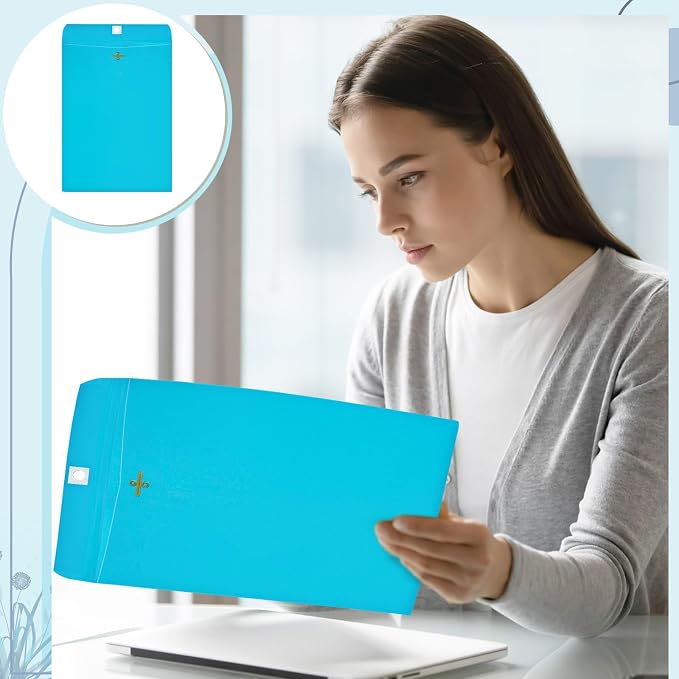 Geyee 20 Pcs 9 x 12 Inch Clasp Envelopes Letter Size Mailing Envelopes with Clasp Closure for Filing Storing Documents Office Home Business School (Blue)