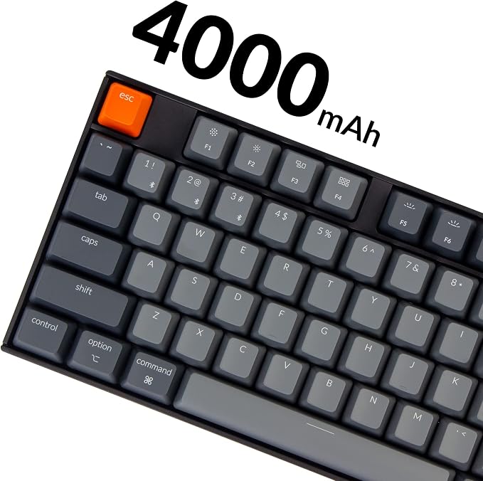 Keychron K10 Full Size 104 Keys Bluetooth Wireless Mechanical Gaming Keyboard for Mac Windows with Keychron Super Red Switch, Multitasking/White LED Backlight/USB C Wired Computer Keyboard