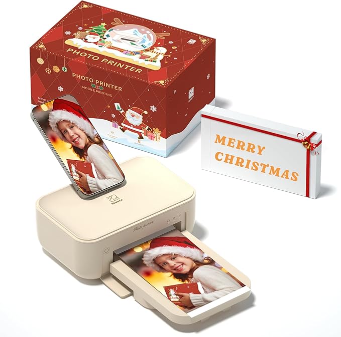 HPRT 4x6 Photo Printer for iPhone & Android, with 20 Sheets & 1 Ribbon, Portable Picture Printer for Phone, Home Use, Ideal Easter Gift for Family & Friends, Beige