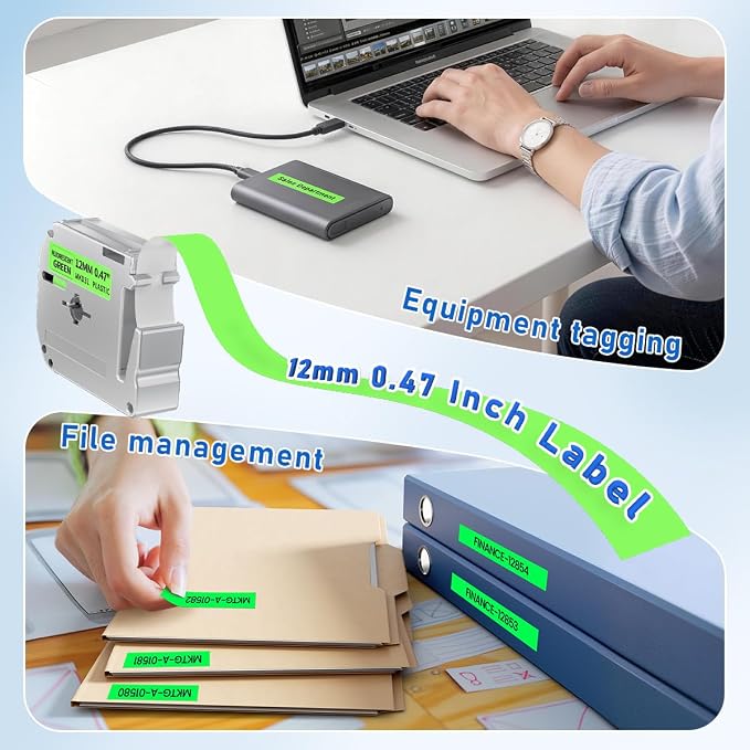 Compatible with Brother P Touch M Tape Green 12mm 0.47 | M-KD31 Fluorescent Green Label Tape Refills Wrok for PT-M95 PT-65 PT-45 PT-70 PT-80 Label Maker , 4 Pack