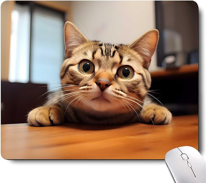 Cute Cat Square Mouse Pads for Wireless Mouse,Small Office Computer Mousepad for Desk Laptop,Non-Slip Rubber Base Mouse Pads for Desk Laptop Computer