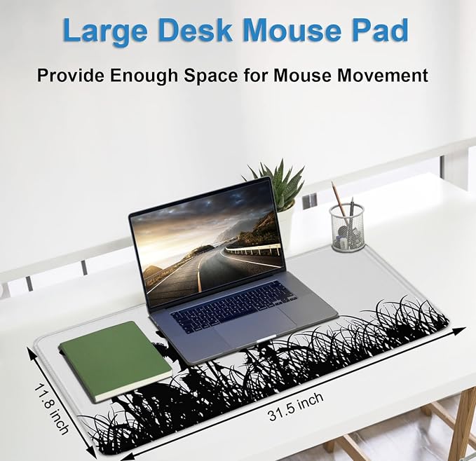 Large Gaming Mouse pad, Waterproof Mousepad with Stitched Edges, Premium Microfiber Cloth Surface, Non-Slip Base Keyboard Desk Mat for Home Office Gaming, Flowers Plants