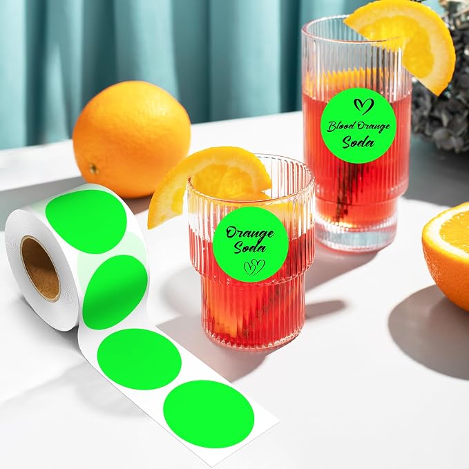 PARLAIM 2 Inch Round Adhesive Color-Code Dot Stickers,4Rolls/2000 per Rolls dots Label Dispenser Box, Circle Stickers Label Inch Coding Labels (Fluorescent Green)
