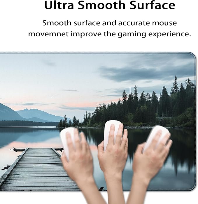 35.4 x 15.7 in, XXL Large Mouse Pad for Desk, Extended Keyboard Mouse Mat for Computer Office, Big Mouse pad with Stitched Edges, Gaming Pc-Beautiful View by The Lake